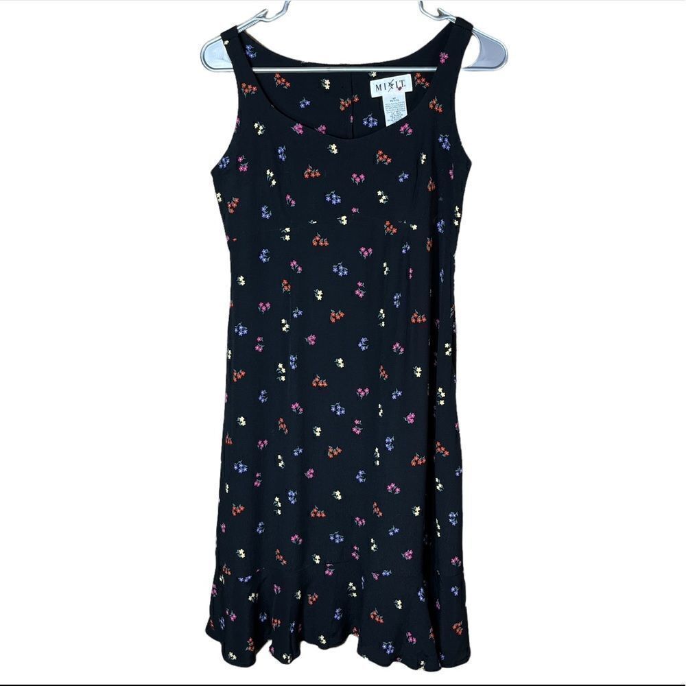 Vintage Mix It Y2K Black Flower Print Dress